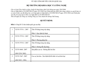 Quyết định 1676/QĐ-BKHCN công bố tiêu chuẩn Quốc gia TCVN 7575-2007