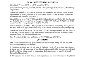 Quyết định 24/2007/QĐ-UBND thu nộp phí sử dụng lề đường bến bãi mặt nước Quảng Nam
