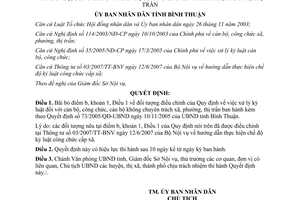 Quyết định 43/2007/QĐ-UBND xử lý kỷ luật cán bộ công chức Bình Thuận