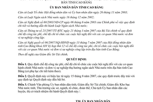 Quyết định 1464/2007/QĐ-UBND công tác phí tổ chức hội nghị Cao Bằng