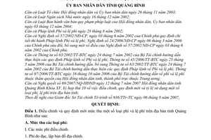 Quyết định 17/2007/QĐ-UBND điều chỉnh, quy định mới mức thu tỷ lệ sử dụng phí