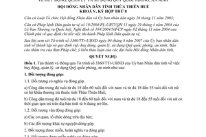 Nghị quyết 8e/2007/NQ-HĐND quản lý sử dụng quỹ quốc phòng an ninh Thừa Thiên Huế