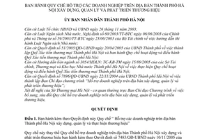 Quyết định 91/2007/QĐ-UBND quy chế hỗ trợ doanh nghiệp thành phố Hà Nội xây dựng, quản lý phát triển thương hiệu