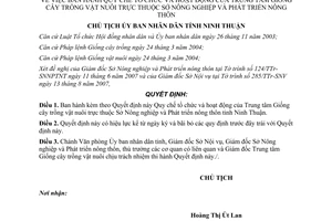 Quyết định 3361/QĐ-UBND năm 2007 tổ chức hoạt động Trung tâm Giống cây trồng