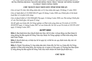 Quyết định số 3360/QĐ-UBND Ban Quản lý rừng phòng hộ đầu nguồn hồ Sông Trâu