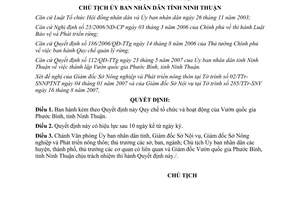 Quyết định 3357/QĐ-UBND năm 2007 Quy chế tổ chức hoạt động của Vườn quốc gia