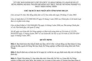 Quyết định 3359/QĐ-UBND năm 2007 tổ chức hoạt động BQLrừng phòng hộ đầu nguồn