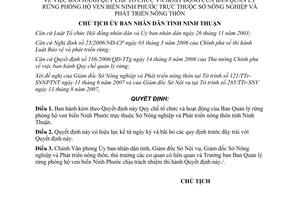 Quyết định 3362/QĐ-UBND tổ chức hoạt động BQL rừng phòng hộ ven biển Ninh Phước