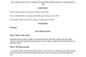 Nghị định 135/2007/NĐ-CP xử phạt vi phạm hành chính trong lĩnh vực bảo hiểm xã hội