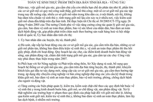 Chỉ thị 27/2007/CT-UBND tăng cường công tác quản lý giết mổ gia súc, gia cầm, bảo đảm an toàn vệ sinh thực phẩm tỉnh Bà Rịa - Vũng Tàu