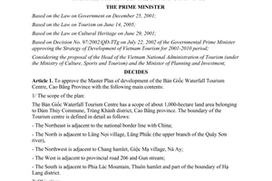 Decision No. 134/2007/QĐ-TTg on approval of the Master Plan of development