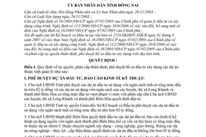 Quyết định 2628/QĐ-UBND ủy quyền phân cấp thẩm định, phê duyệt hồ sơ đầu tư xây dựng tỉnh Đồng Nai