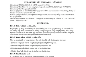 Quyết định 51/2007/QĐ-UBND tiếp tục áp dụng khoản hỗ trợ tái định cư bằng tiền