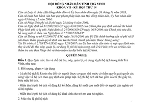 Nghị quyết 16/2007/NQ-HĐND  mức thu chế độ thu nộp quản lý sử dụng