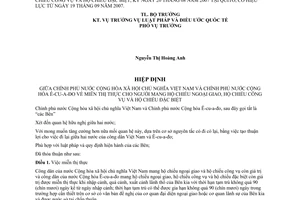 Hiệp định miễn thị thực cho người mang hộ chiếu ngoại giao công vụ đặc biệt Việt Nam Ê-cu-a-đo 47/2007/SL-LPQT