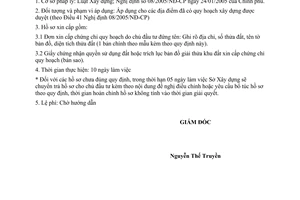 Quy định 151/SXD về thủ tục cấp chứng chỉ quy hoạch  Vĩnh Long