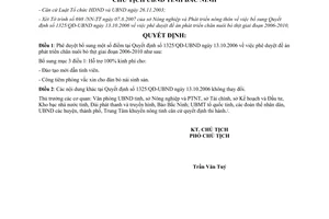 Quyết định 1124/QÐ-UBND  2007 bổ sung 1325/QĐ-UBND phát triển chăn nuôi bò thịt 2006 2010 Bắc Ninh