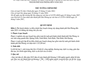 Quyết định 1077/QĐ-TTg phê duyệt nhiệm vụ điều chỉnh Quy hoạch chung xây dựng thành phố Hải Phòng đến năm 2025