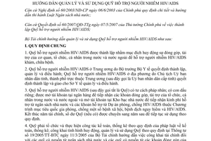 Thông tư 101/2007/TT-BTC hướng dẫn quản lý sử dụng quỹ hỗ trợ người nhiễm HIV/AIDS