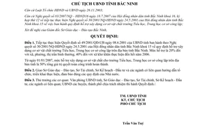 Quyết định 54/2007/QĐ-UBND thực hiện 49/2001/QĐ-UB hỗ trợ cơ sở vật chất trường công lập Bắc Ninh