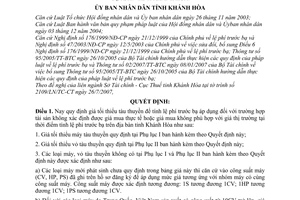 Quyết định 38/2007/QĐ-UBND giá tối thiểu tàu thuyền để tính lệ phí trước bạ