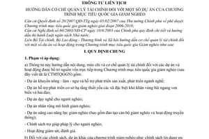 Thông tư liên tịch 102/2007/TTLT/BTC-BLĐTBXH hướng dẫn cơ chế quản lý tài chính đối với một số dự án của Chương trình mục tiêu quốc gia giảm nghèo