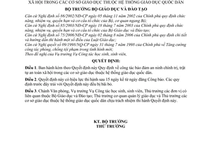 Quyết định 46/2007/QĐ-BGDĐT quy định công tác bảo đảm an ninh chính trị, trật tự an toàn xã hội cơ sở giáo dục hệ thống giáo dục quốc dân