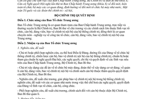 Quyết định 78-QĐ/TW chức năng nhiệm vụ tổ chức bộ máy