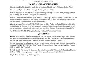 Quyết định 12/2007/QĐ-UBND tăng trợ cấp tiền ăn cho người bán dâm nghiện ma túy Bạc Liêu