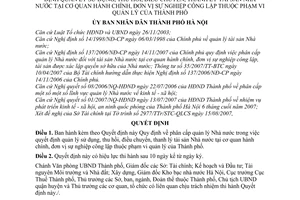 Quyết định 92/2007/QĐ-UBND quy định phân cấp quản lý nhà nước quyết định quản lý sử dụng thu hồi điều chuyển thanh lý tài sản nhà nước