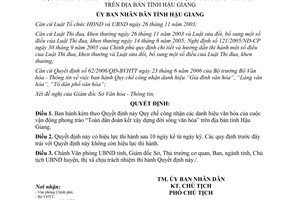 Quyết định 19/2007/QĐ-UBND Toàn dân đoàn kết xây dựng đời sống văn hóa Hậu Giang