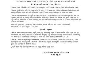 Quyết định 64/2007/QĐ-UBND tiêu chuẩn chế độ phụ cấp kế toán trưởng Lào Cai