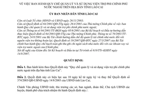 Quyết định 65/2007/QĐ-UBND Quy chế quản lý sử dụng viện trợ phi chính phủ