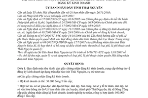 Quyết định 1669/2007/QĐ-UBND mức thu, chế độ thu, nộp, quản lý sử dụng lệ phí cấp giấy chứng nhận đăng ký kinh doanh, cung cấp thông tin