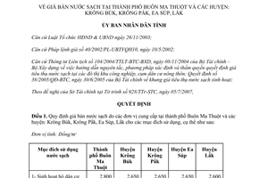 Quyết định 28/2007/QĐ-UBND giá bán nước sạch thành phố Buôn Ma Thuột Đắk Lắk