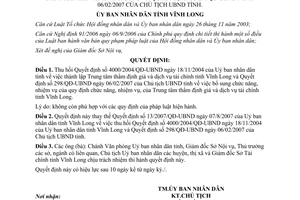 Quyết định 15/2007/QĐ-UBND thu hồi Quyết định thành lập Trung tâm Thẩm định giá Vĩnh Long