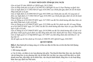 Quyết định 25/2007/QĐ-UBND phí sử dụng cảng cá  khu neo đậu trú bão tàu cá trên địa bàn tỉnh Quảng Ngãi