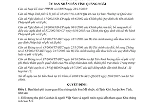 Quyết định 27/2007/QĐ-UBND phí tham quan Khu chứng tích Sơn Mỹ Quảng Ngãi