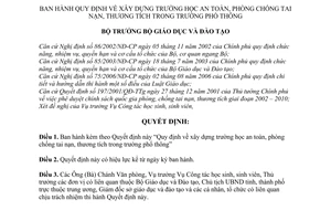 Quyết định 4458/QĐ-BGDĐT Quy định xây dựng trường học an toàn phòng chống tai nạn thương tích trong trường phổ thông