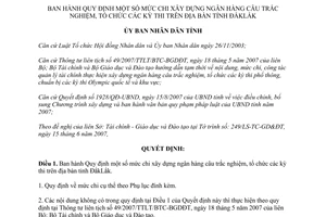 Quyết định 31/2007/QĐ-UBND chi xây dựng ngân hàng câu trắc nghiệm Đắk Lắk