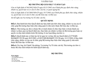 Quyết định 4499/QĐ-BGDĐT năm 2007 Quy định tạm thời chức năng nhiệm vụ