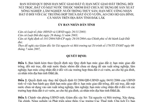 Quyết định 32/2007/QĐ-UBND  hạn mức giao đất ở; đất trống, đồi núi trọc