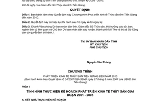 Quyết định 34/2007/QĐ-UBND Chương trình Phát triển kinh tế Thủy sản