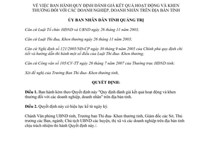 Quyết định 1838/QĐ-UBND 2007 đánh giá kết quả hoạt động khen thưởng doanh nghiệp doanh nhân Quảng Trị
