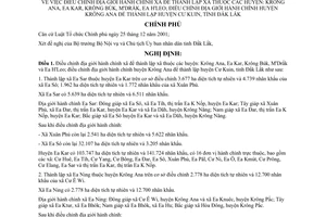 Nghị định 137/2007/NĐ-CP điều chỉnh địa giới hành chính xã để thành lập xã thuộc huyện: Krông Ana, Ea Kar, Krông Búk, M'Drắk, Ea H'Leo;