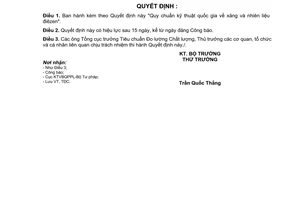 Quyết định 16/2007/QĐ-BKHCN quy chuẩn kỹ thuật quốc gia xăng nhiên liệu điêzen