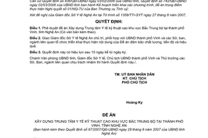 Quyết định 97/2007/QĐ-UBND phê duyệt đề án Xây dựng Trung tâm Y tế kỹ thuật cao