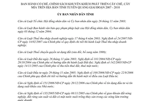 Quyết định 29/2007/QĐ-UBND khuyến khích phát triển cây chè cây mía 2007 2010 Tuyên Quang