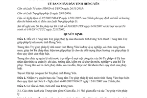 Quyết định 12/2007/QĐ-UBND đổi tên chức năng nhiệm vụ cơ cấu TT Trợ giúp pháp lý