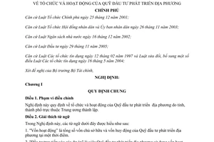 Nghị định 138/2007/NĐ-CP tổ chức hoạt động Quỹ đầu tư phát triển địa phương